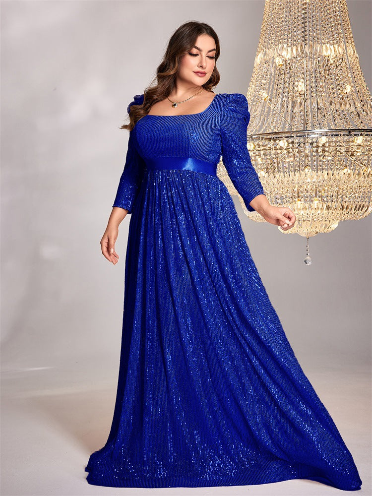 shimmer pleated gown with square neckline – SAPPHIRA