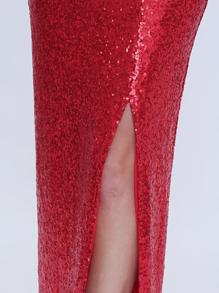 sleeveless sequin midi dress with floral neckline – FIOREZU