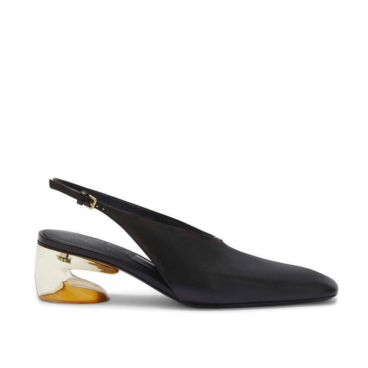 Metallic Sculpted Heel Slingback Flats – MODERNE