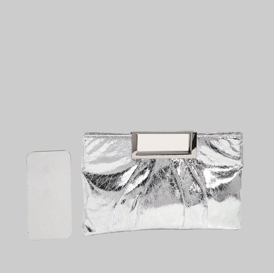 حقيبة كلاتش معدنية قابلة للطي بإطار هندسي – ستيلينرا