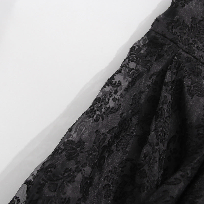 Haut à manches évasées plissées et ensemble jupe longue avec ceinture à la taille – Rosiny 