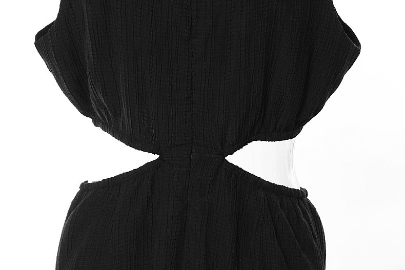 Sleeveless ribbed midi dress with twisted waist cut-outs – SAGEA