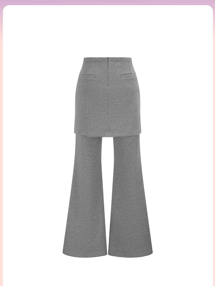 Layered Flare Pants Skirt - Helza