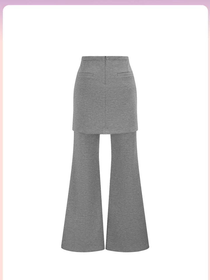 Layered Flare Pants Skirt - Helza