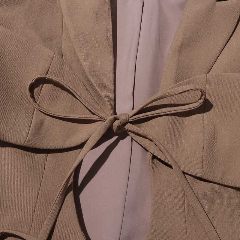 Geplooide top met uitlopende mouwen en maxi-rok set met tailleband – Rosiny 