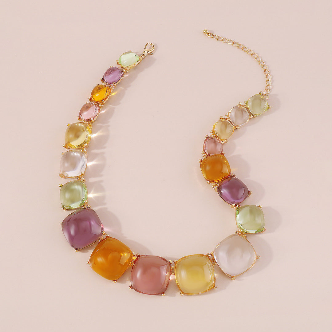 mehrfarbige Kettenhalskette mit Emaille-Seeanhängern - CORALIA 