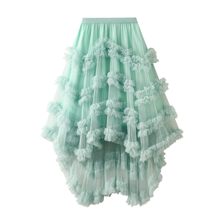tiered ruffle mesh skirt with high-low hem – AURORA