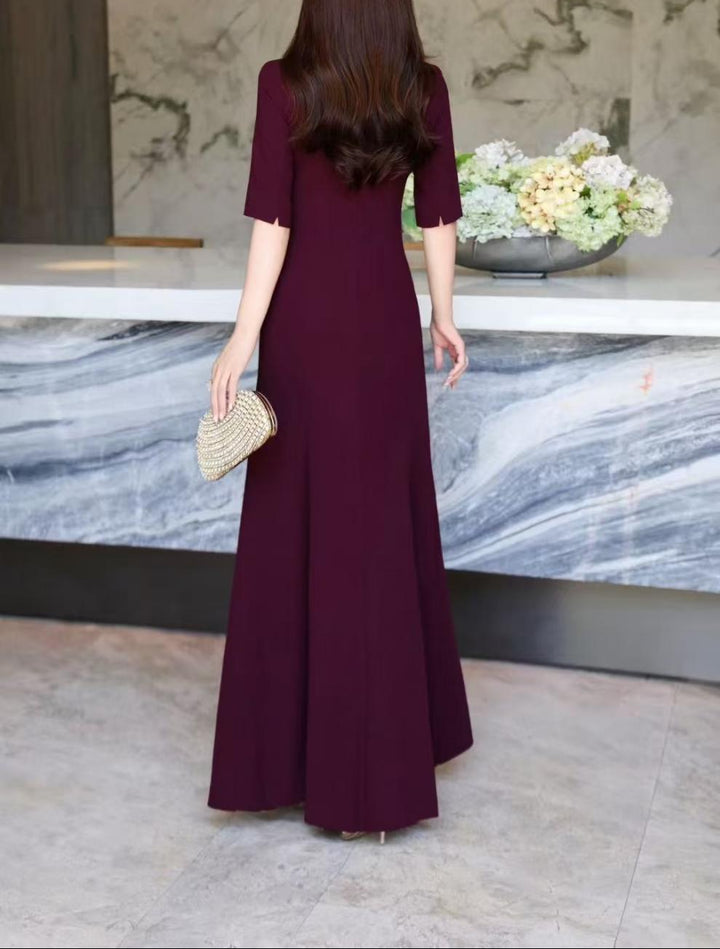 embellished deep-V mermaid dress – MAGENTA LUXE