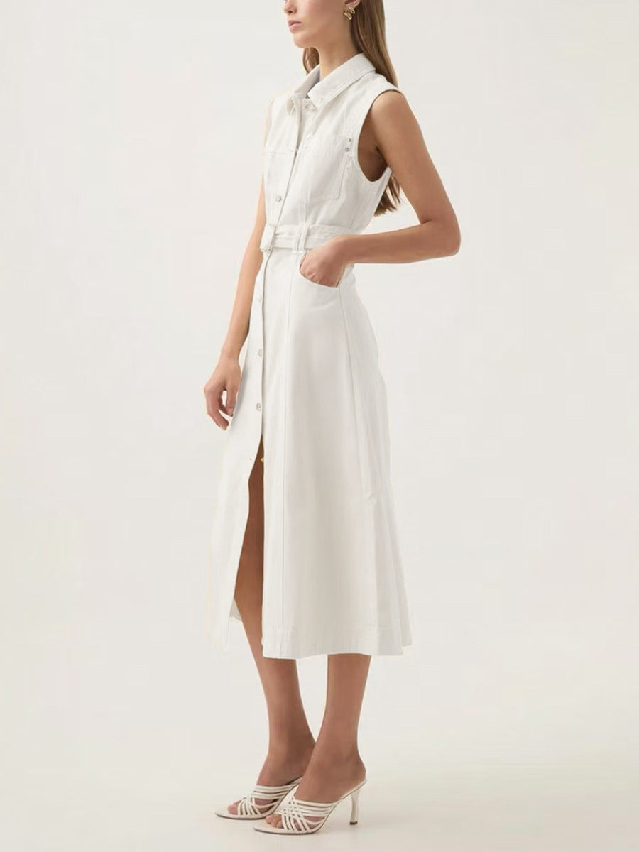 褶皱喇叭袖上衣和高腰裙套装，配腰带 – Rosiny 