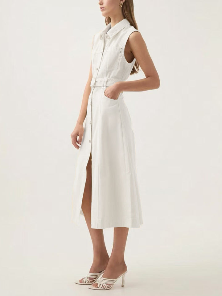 褶皱喇叭袖上衣和高腰裙套装，配腰带 – Rosiny 