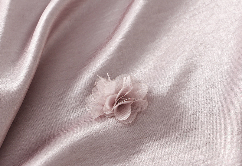 satin midi skirt with 3D floral appliqués – AMÉLIE