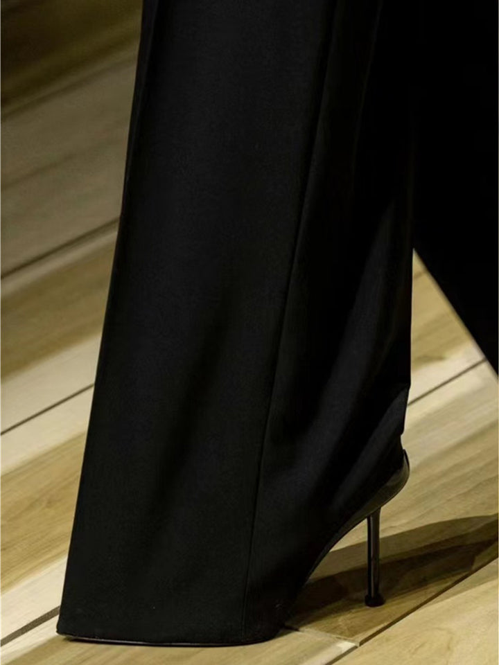 Haut à manches évasées plissées et ensemble jupe longue avec ceinture à la taille – Rosiny 