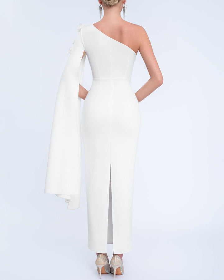 褶皱喇叭袖上衣和高腰裙套装，配腰带 – Rosiny 