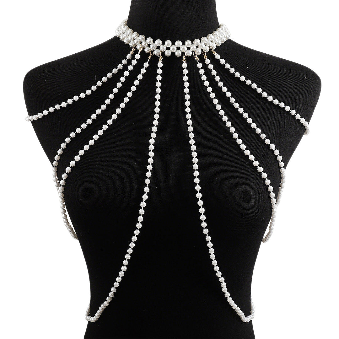 multi-strand pearl chest chain with arm drape – SERENA