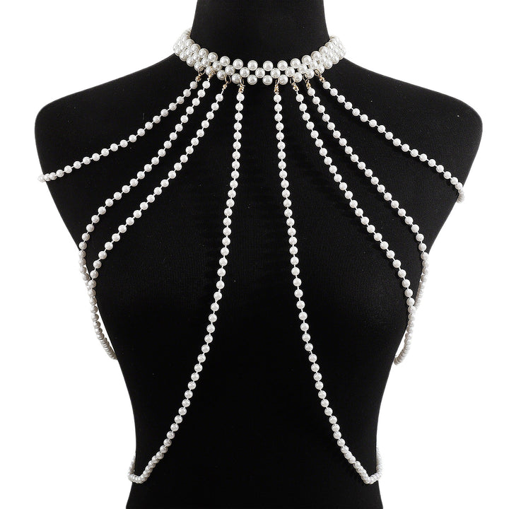 multi-strand pearl chest chain with arm drape – SERENA