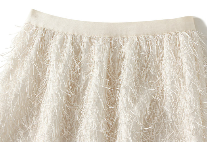 textured feather-effect midi skirt – AURA