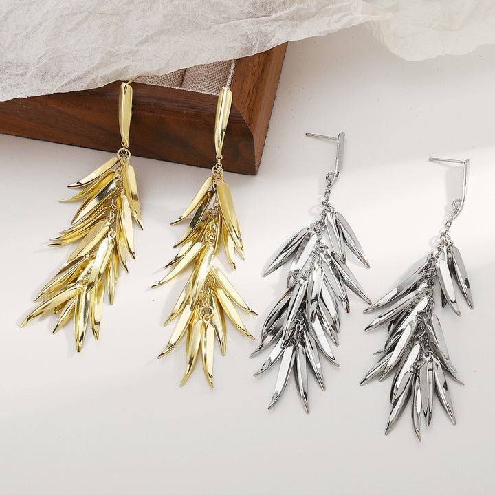cascading leaf drop earrings - AUROXILA