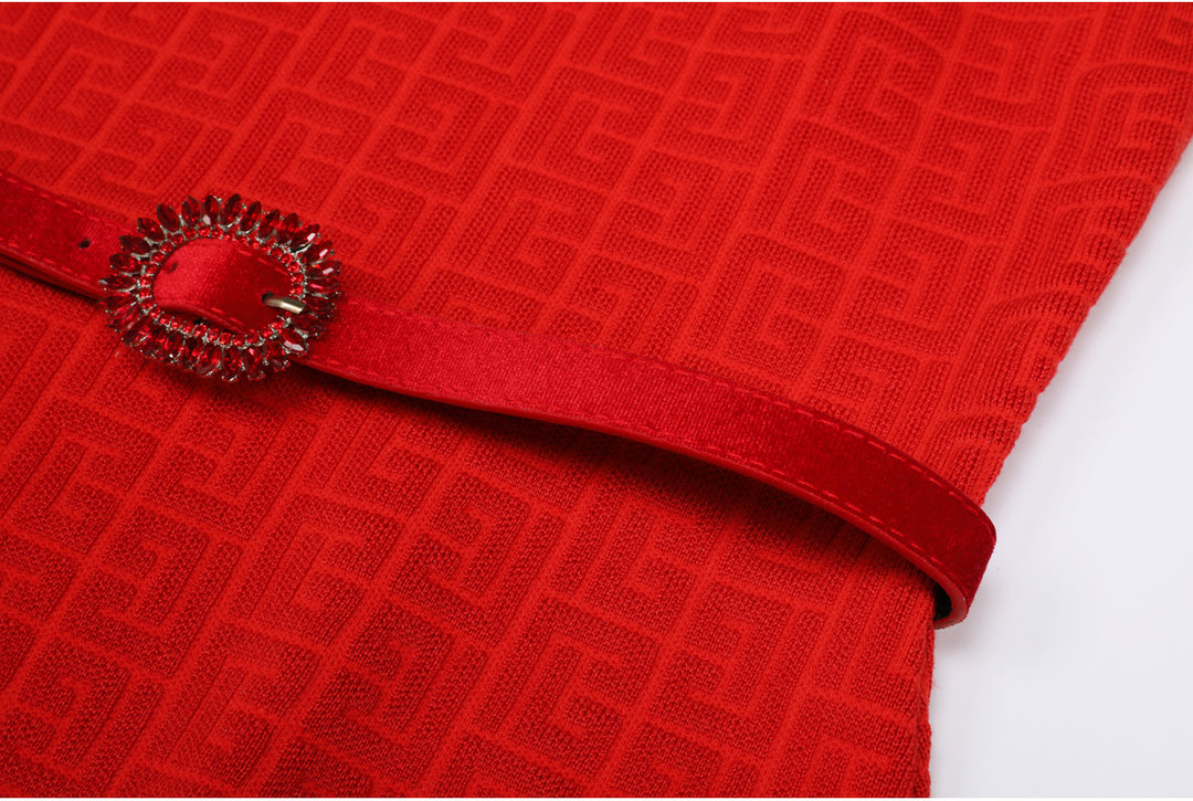 Haut à manches évasées plissées et ensemble jupe longue avec ceinture à la taille – Rosiny 