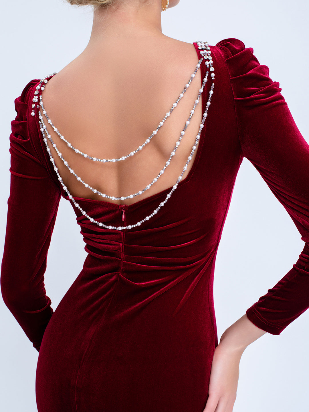 Geplooide top met uitlopende mouwen en maxi-rok set met tailleband – Rosiny 