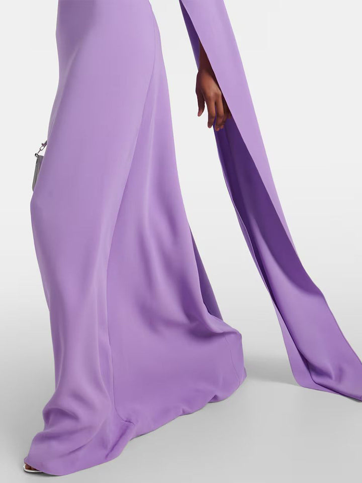 Plissiertes Oberteil mit ausgestellten Ärmeln und Maxirock-Set mit Taillengürtel – Rosiny 