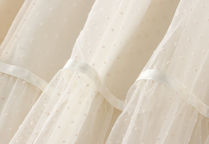 tiered dotted tulle midi skirt with lace trim – ELIORA