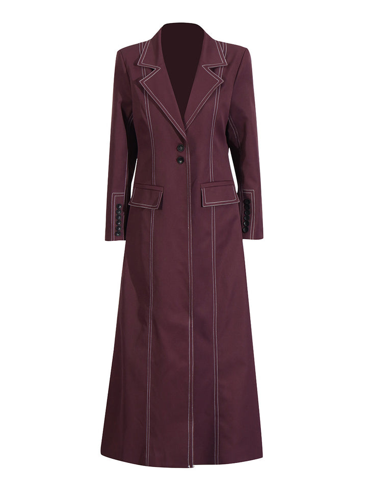 معطف طويل مصمم خصيصًا مع خياطة متباينة - مارلون