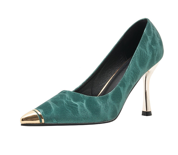 Metal Tip Stiletto Heels - Elegant