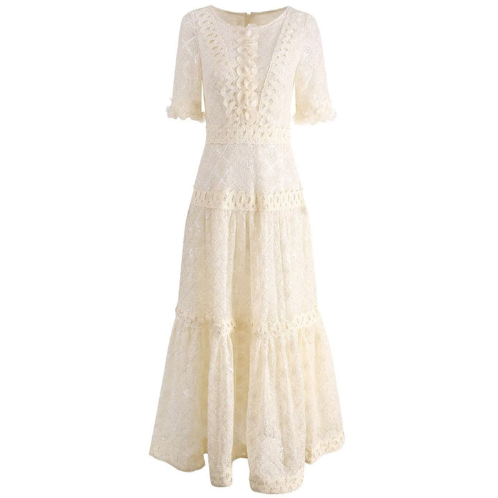 فستان دانتيل متوسط ​​الطول مع حاشية متدرجة - أمردوا