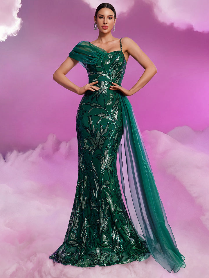 Plissiertes Oberteil mit ausgestellten Ärmeln und Maxirock-Set mit Taillengürtel – Rosiny 