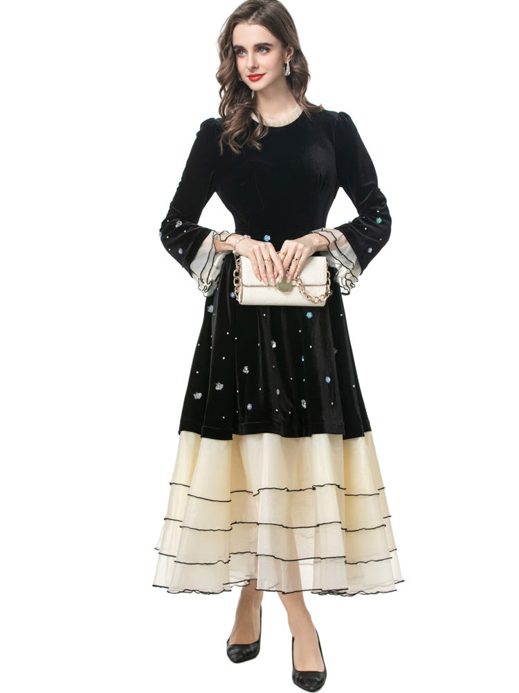 op maat gemaakte flare-pak met satijnen pofmouwen – VALENCIA 