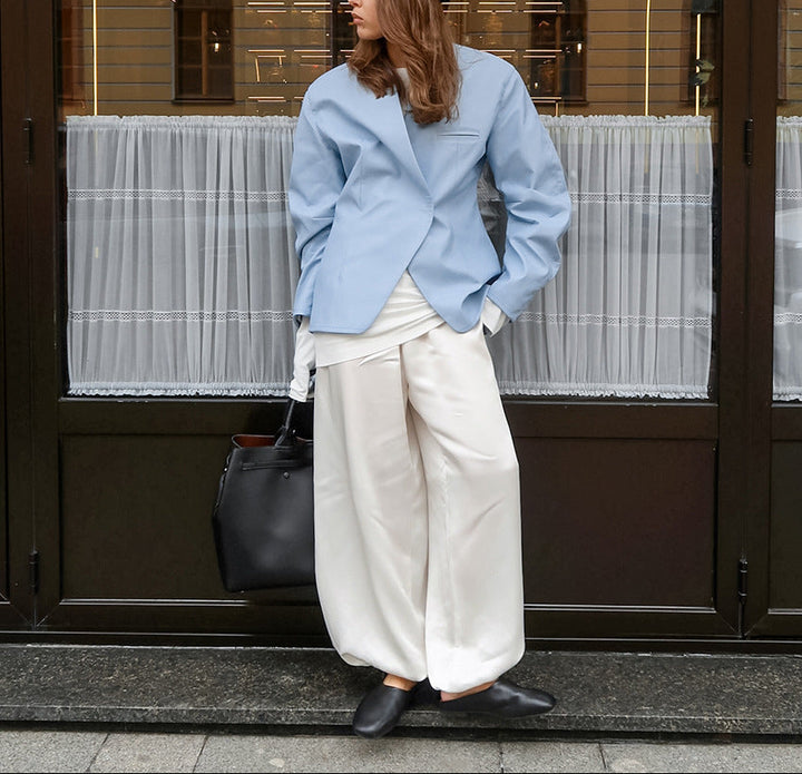 structured asymmetry blazer with sculpted sleeves – ARLETTE