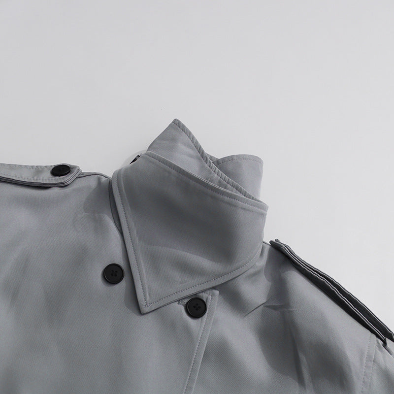 جاكيت ترنش مزدوج الصدر بحزام وياقة عالية - أستريلي