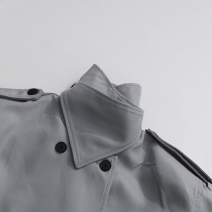 جاكيت ترنش مزدوج الصدر بحزام وياقة عالية - أستريلي