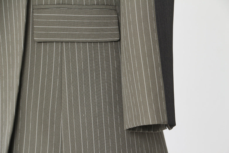 فستان بليزر مخطط بخطوط رفيعة مع ياقة بلون مغاير – أسترا