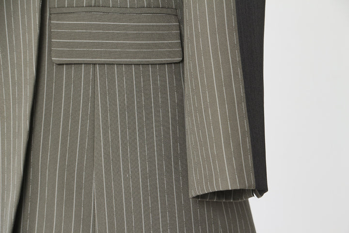 فستان بليزر مخطط بخطوط رفيعة مع ياقة بلون مغاير – أسترا