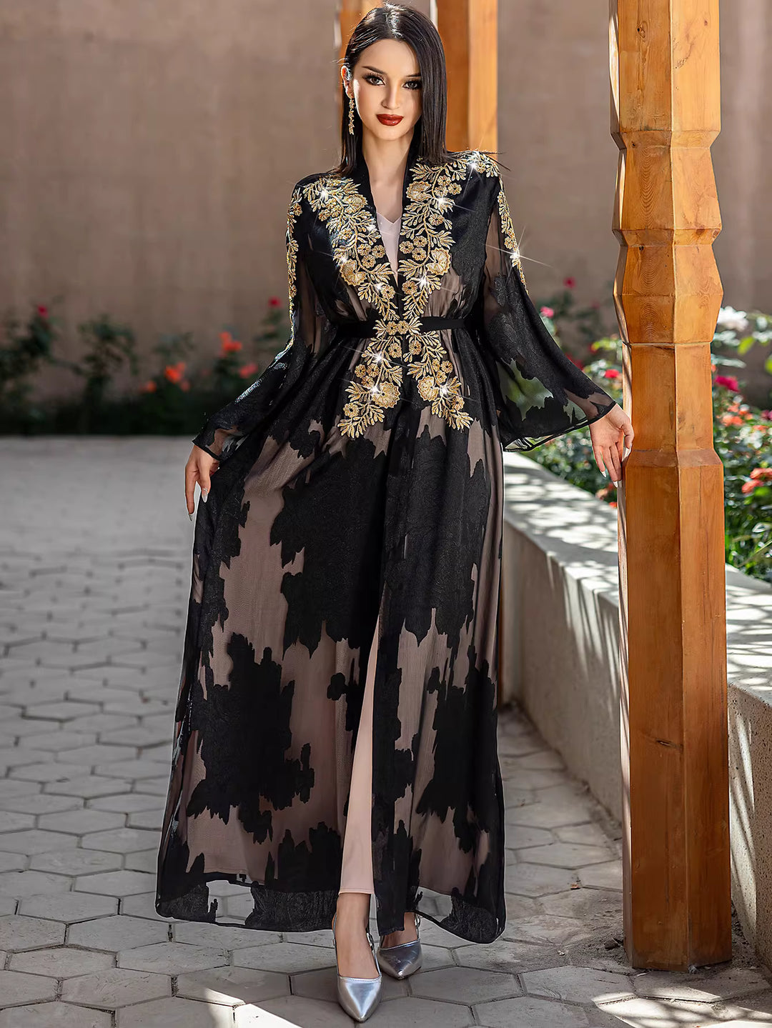Elegant Long Sleeve Maxi Dress with Structured Fit – ARIELLE