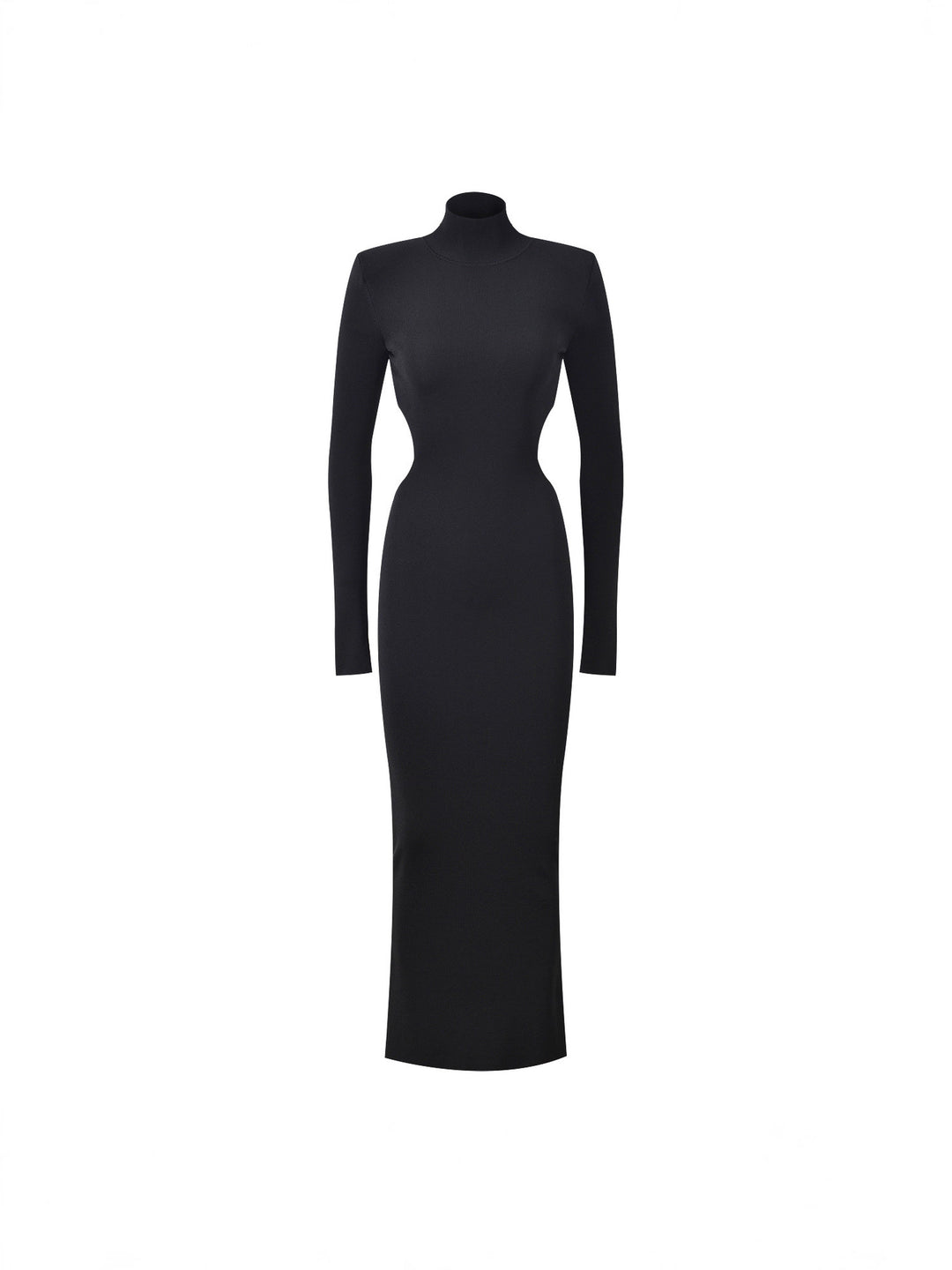 High-Neck Long-Sleeve Column Midi Dress – JOON