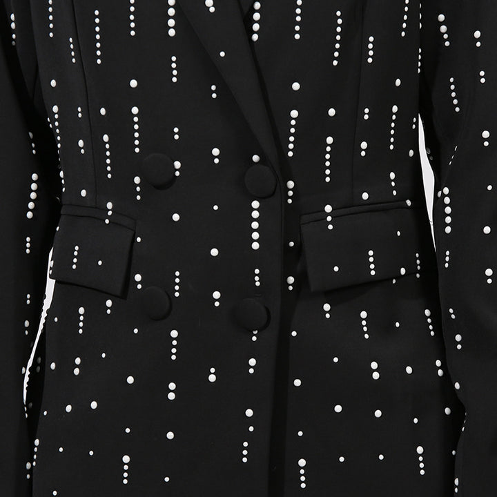 Tailored Crystal-Embellished Double-Breasted Blazer – NORA