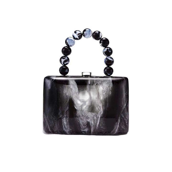 marbled box clutch with beaded handle – NOCTURNE