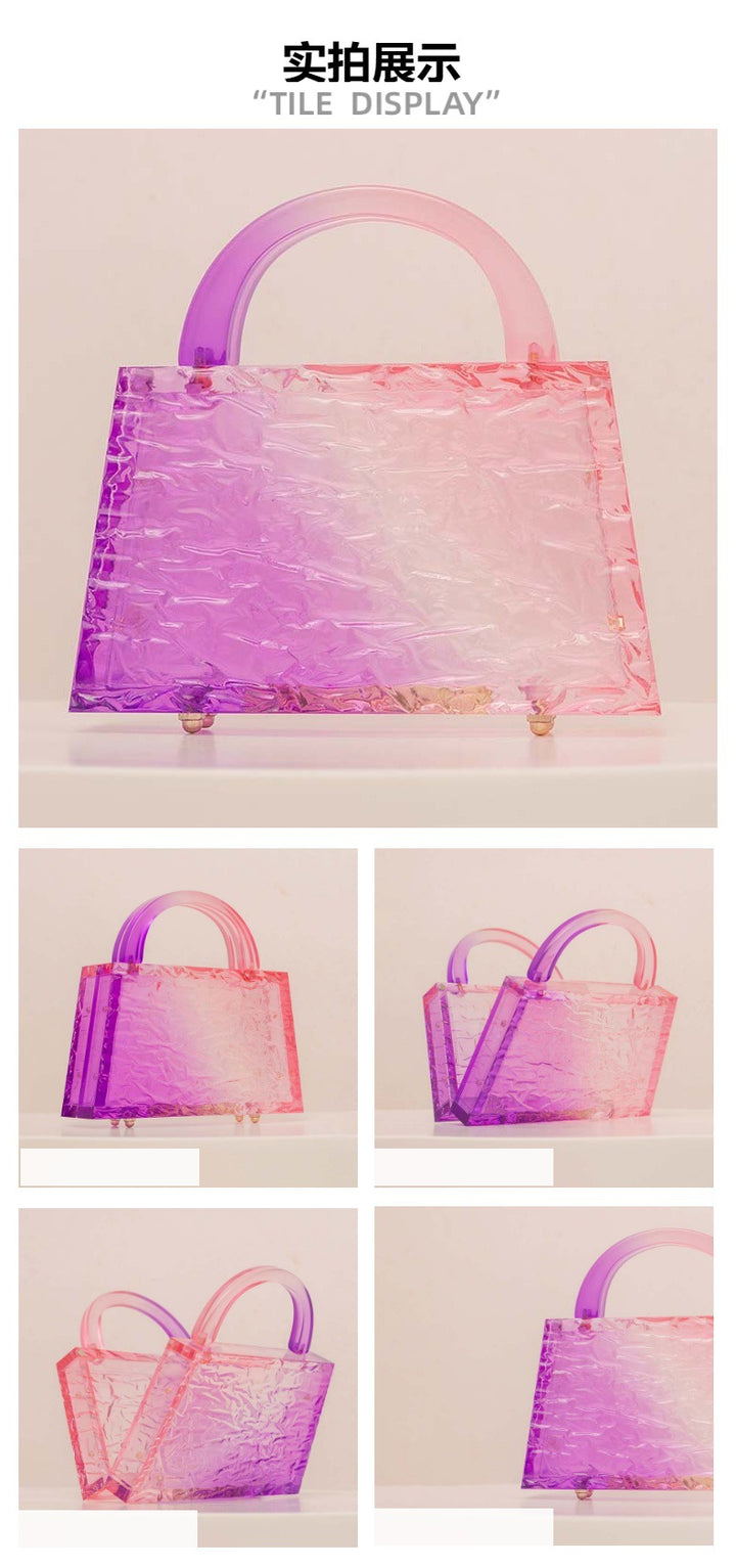 حقيبة يد أكريليك متدرجة اللون بمقبض منحوت – نوليفا