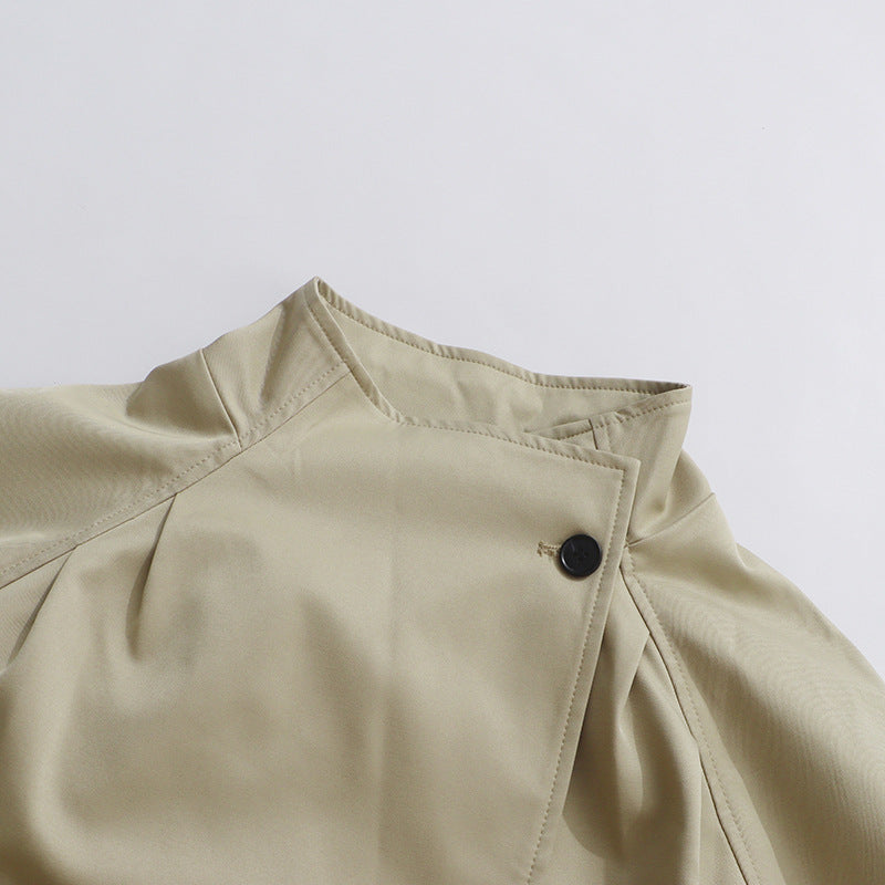 معطف طويل بسيط بتصميم مينيماليست وياقة قائمة - ميليرف