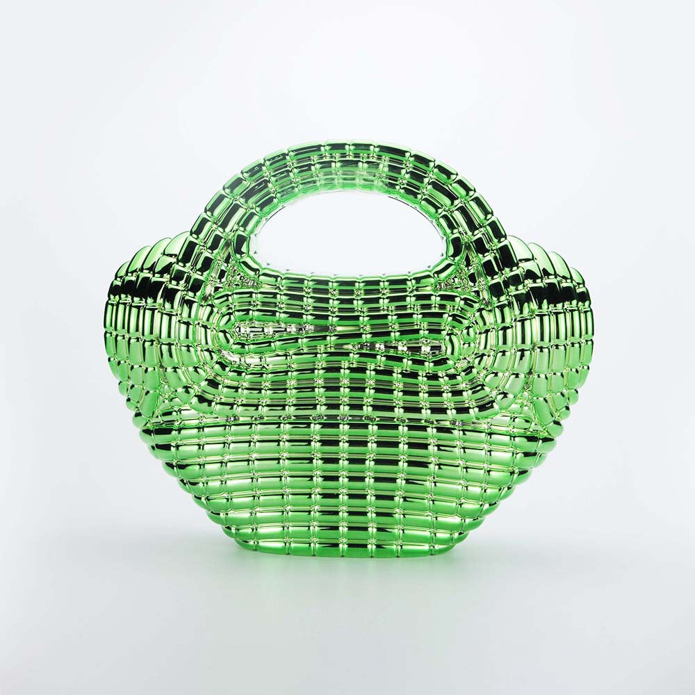 编织藤条手提包，配有双层皮革手柄 – LÉONIE 