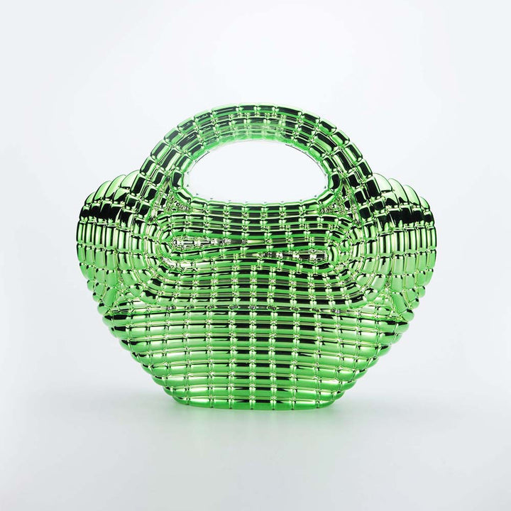 编织藤条手提包，配有双层皮革手柄 – LÉONIE 