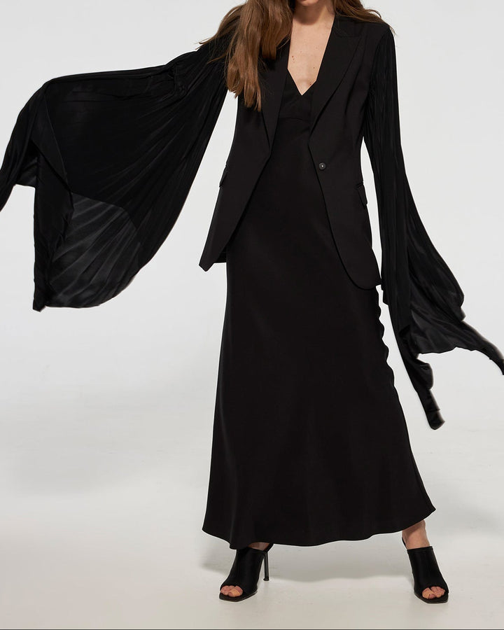pleated cape sleeve blazer – CAMILA