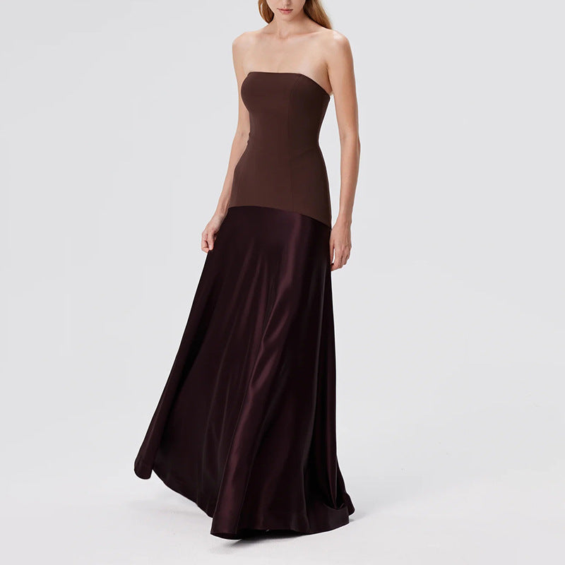 strapless satin gown with fitted bodice – COLFO