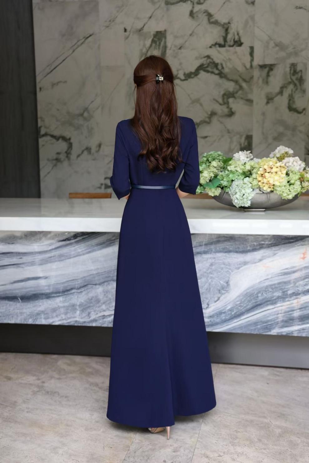 maxi evening dress with embellished neckline – AURORA