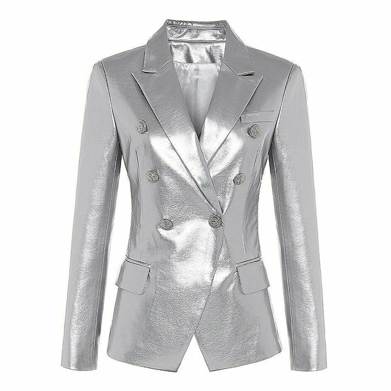 metallic double-breasted blazer – LUNARA