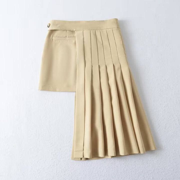 asymmetric pleated skirt with wrap panel – ELYSE