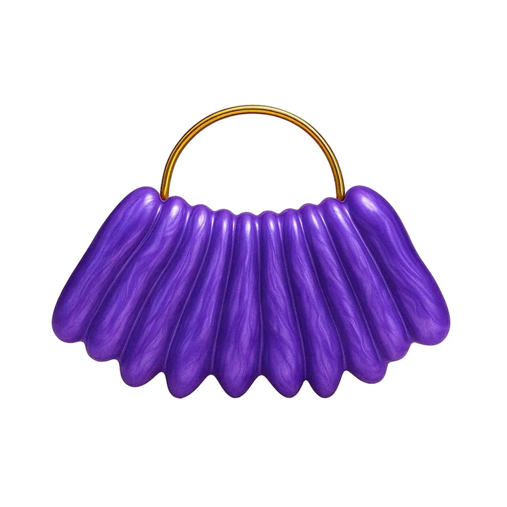 sculpted wave resin clutch with metal handle – AMBRA