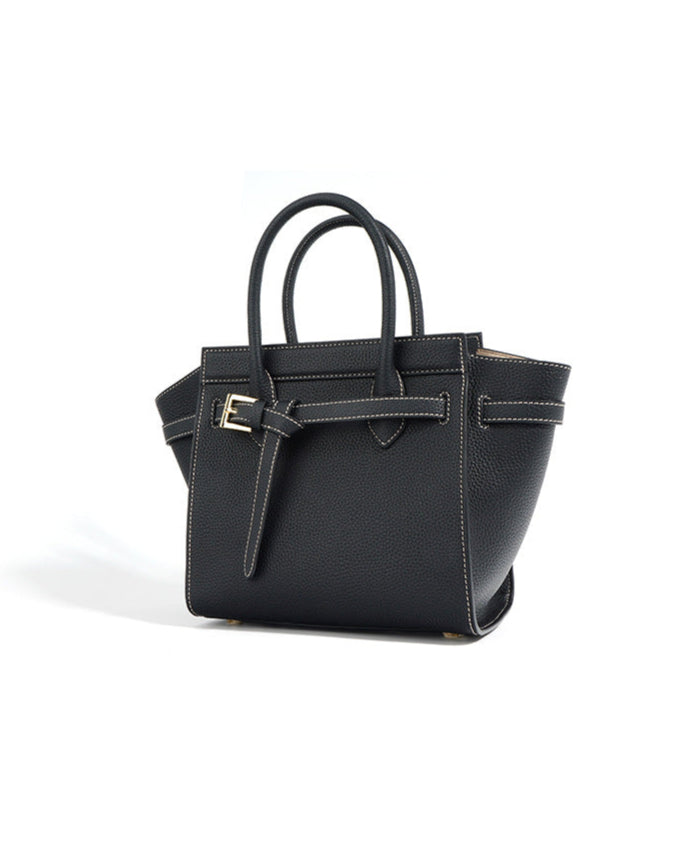 structured leather handbag with buckle strap – AMELIAVIL